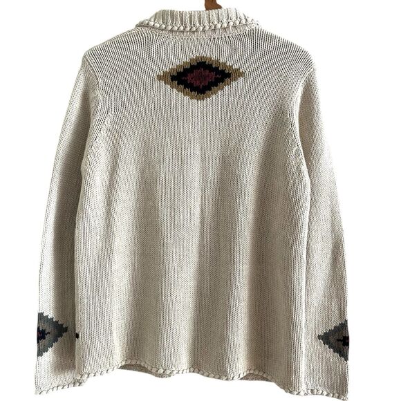 Vintage Southwestern Aztec Cardigan Sweater Cream size S - Picture 2 of 10